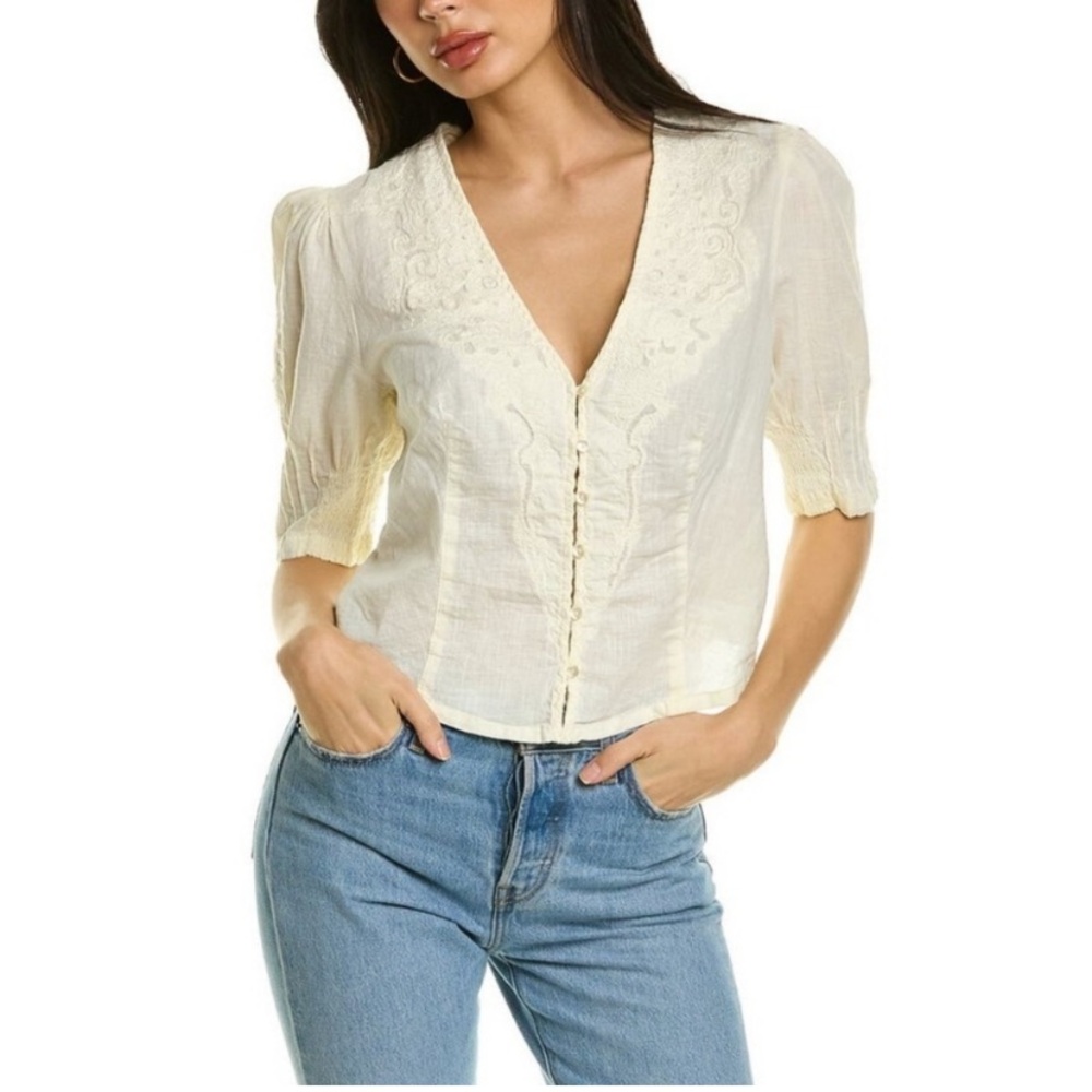 Free People Laurie Embroidered Blouse